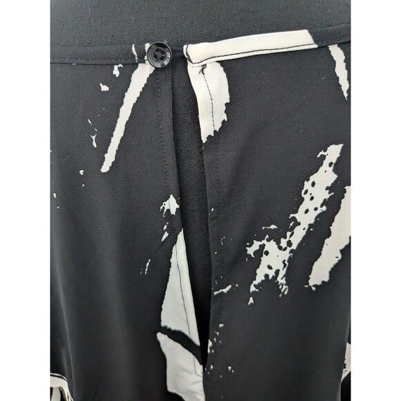 Vivica A. Fox Jumpsuit Women 1X Black Wht Bell-Slv Abstract Splatter Art To Wear - Picture 9 of 13